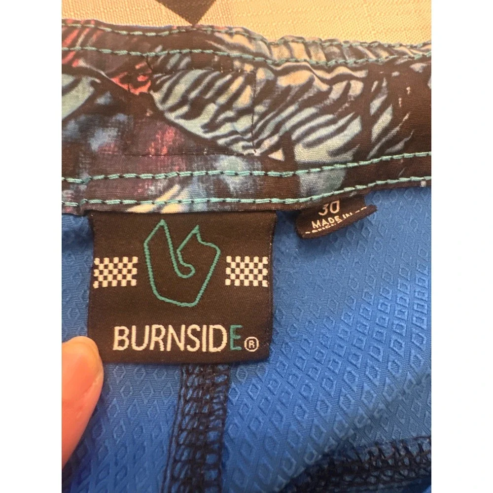 Burnside Mens Board Shorts Royal Blue Cargo Pocket Swim Trunks Size 30 beach